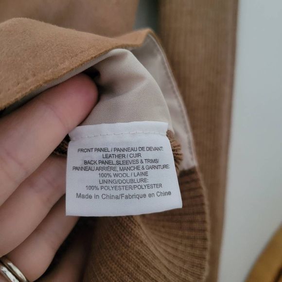 Tory Burch Wool and Suede Leather Sweater V-neck Small Brown - Picture 3 of 6